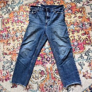 GAP Blue Straight Jeans with Raw Hem